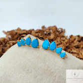 Turquoise Ear Climber, 925 Starling Silver Earring, Blue Turquoise Ear Crawler, Gemstone Ear Climber, Beautiful Earring, Ear Crawler Earring